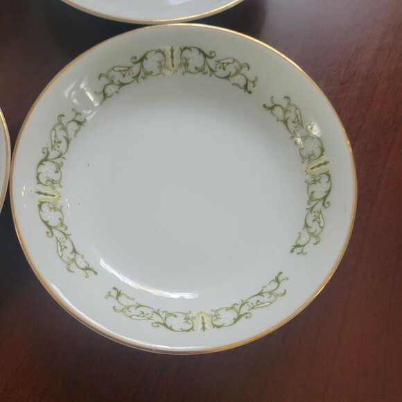 Set Of 6 Bell Fine China Dessert Berry Bowls With Gold & Green Floral Border - Picture 2 of 4